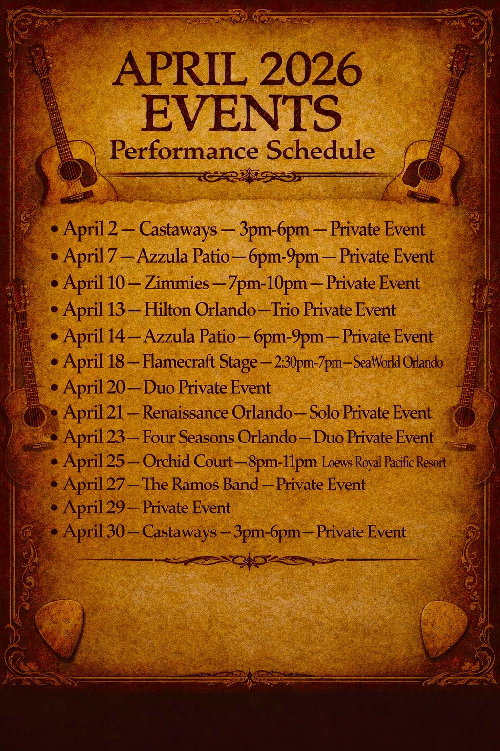 April 2026 Events Calendar