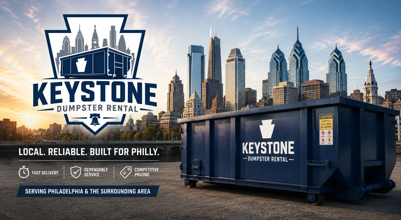 Keystone Dumpster Rental Philadelphia - Roll-off dumpster on driveway Keystone Dumpster Rental Philadelphia - Professional roll-off dumpster service