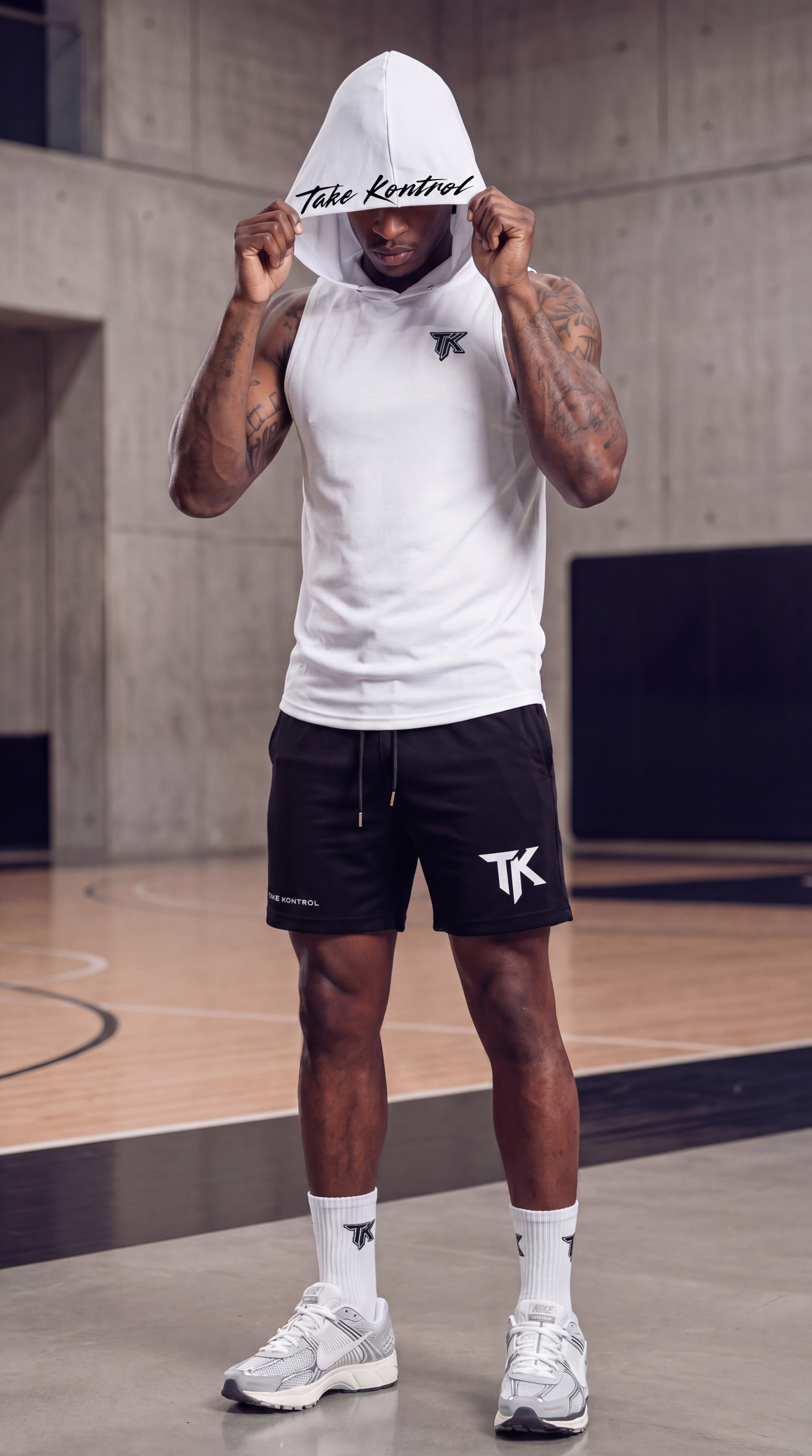 Relentless Sleeveless Hoodie — White back
