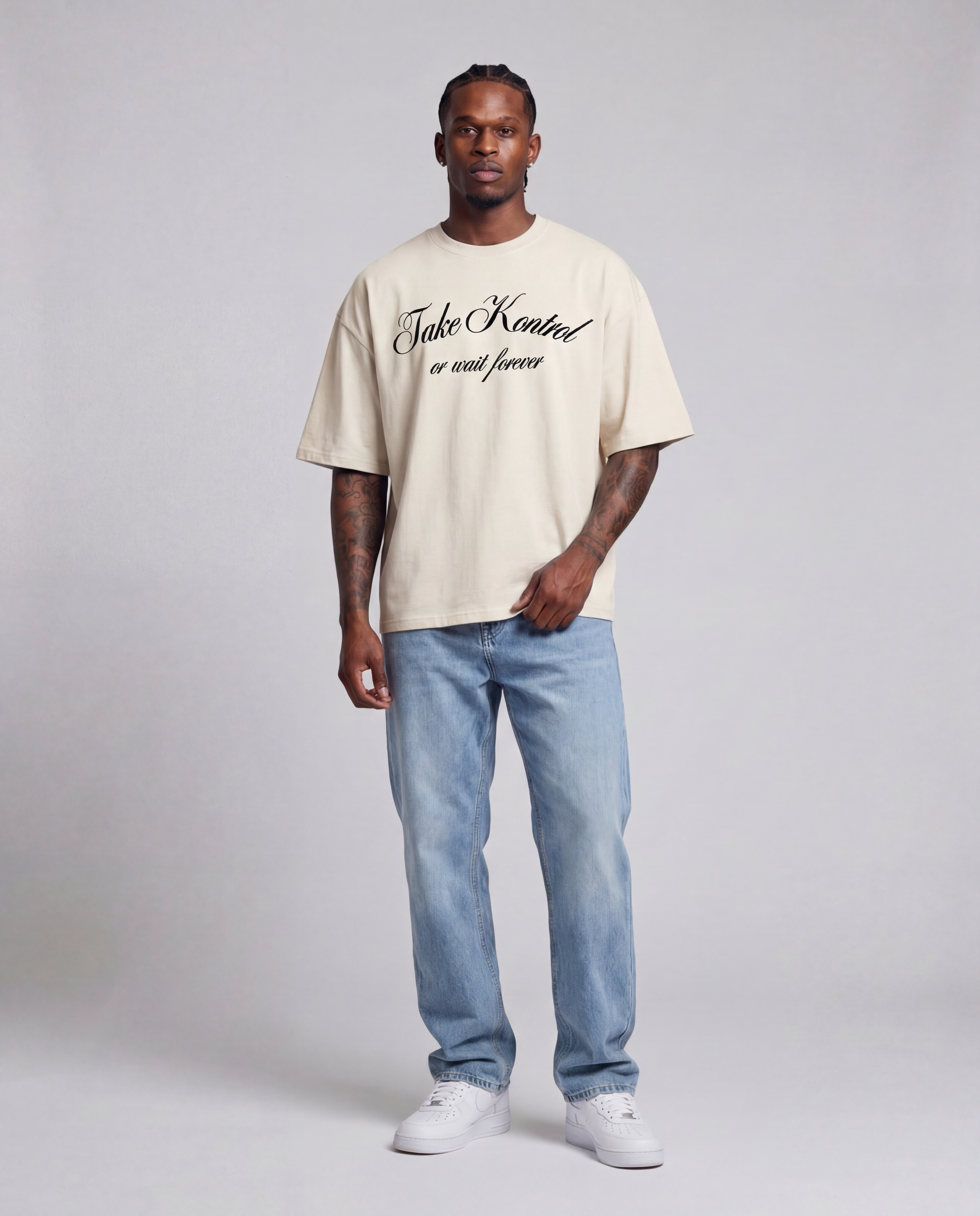 Put It On Tee — Cream (Front)